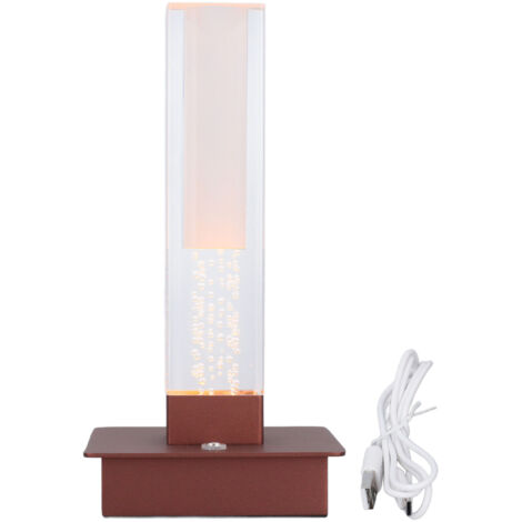 Cordless Table Lamp Stepless Dimming 3 Color Temp IP54 Water Resistant Rechargeable Touch Control Acrylic LED Desk Lamp for Home Outdoor Brown (1/5)