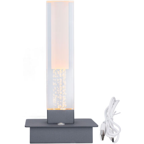 Cordless Table Lamp Stepless Dimming 3 Color Temp IP54 Water Resistant Rechargeable Touch Control Acrylic LED Desk Lamp for Home Outdoor Grey (1/5)