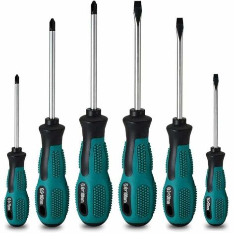 Set of 6 heavy duty magnetic chrome vanadium screwdrivers with 3 flat and 3 Phillips heads (1/5)