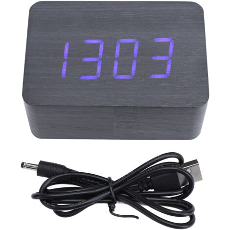Wooden Digital Alarm Clock 3 Alarm Settings Temperature Display Adjustable Brightness Electric Clock for Bedroom (1/5)