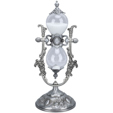 Sand Timer With Stand Vintage 15 Min Engraving Embossed Golden Hourglass Timer for Shelf Decor Pale Pewter Color (1/5)