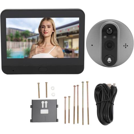 Digital Door Viewer Two Way Talk 1080P HD Wireless Video Peephole Doorbell Camera With 4.3in Display for Home Security Black