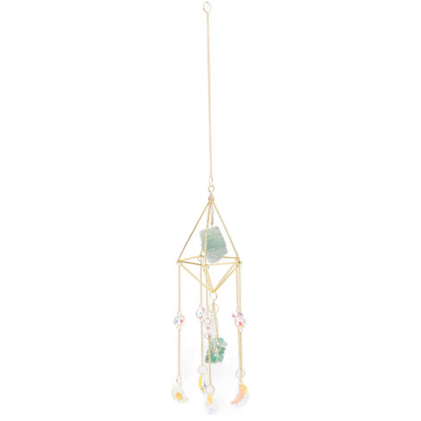 Sun Moon Wind Chimes Colorful Crystal Hanging Pendant Porch Decoration for Home Garden Party Wedding Engagement Green Fluorite (1/5)