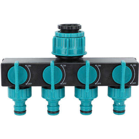 Hose Connector Splitter 1 in 4 Out ABS Garden Hose Pipe Splitter for Yard and Park Black (1/5)