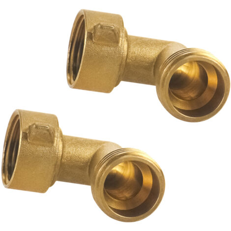 2 Pack 90 Degree Garden Hose Elbow, 3/4'' Brass Garden Hose Elbow Adapter with Pressure Washers for RV Water Hookups Residential Outdoor Faucets (1/5)
