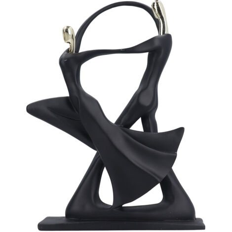 Couple Dancing Statue Lover Art Figurine Ornament Resin Decoration Sculpture for TV Cabinet Bookshelf Desk Gold Holding Hand 27.6x19.3cm (1/5)