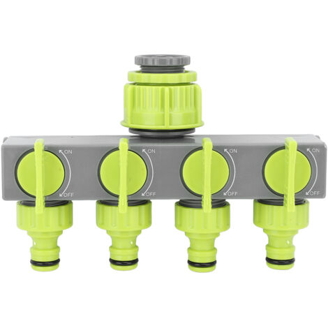 Hose Connector Splitter 1 in 4 Out ABS Garden Hose Pipe Splitter for Yard and Park Grey (1/5)