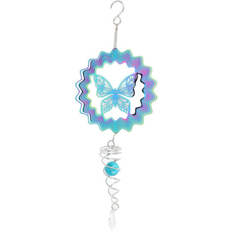 Wind Spinner Gradient Color Decorative Metal 3D Wind Spinner Sculpture with Ball Spiral Tail for Garden Balcony Window (1/5)