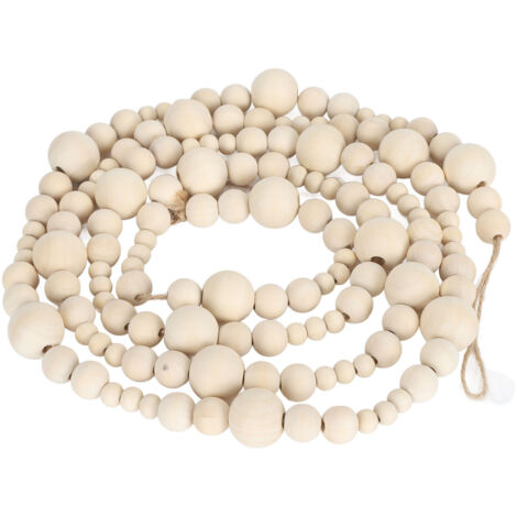 Wood Bead Garland 7.2ft Handcraft Handcraft Wood Bead Wall Hanging Home Decor Wooden Bead Ornament for Wall Baby Crib (1/5)