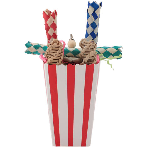 Bird Chewing Shredding Foraging Toys Colorful Encourage Instinct Bird Shredded Paper Toys for Small Medium Parrot Birds Striped Cup (1/5)
