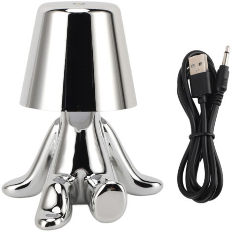 LED Table Lamp Touch Control Desk Light 3 Modes USB Rechargeable Night Light Ornament for Bedroom Living Room Office Silver D Type (1/5)