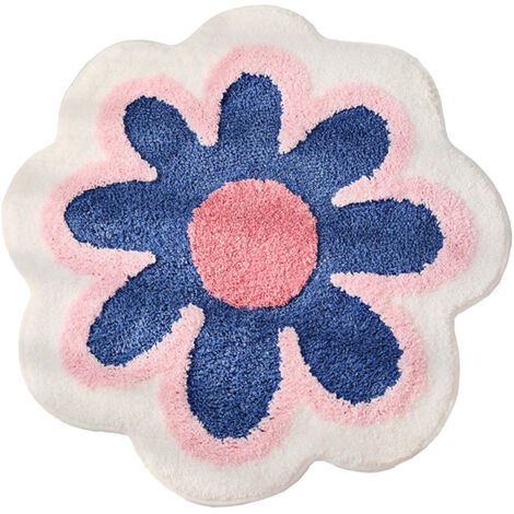 Imitation Cashmere Carpet Flower Shape Absorbent Thickened Doormat Sofa Coffee Table Area Rug for Home Living Room Bathroom 60 X 60cm (1/5)