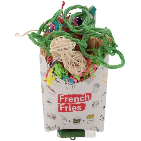 Bird Chewing Shredding Foraging Toys Colorful Encourage Instinct Bird Shredded Paper Toys for Small Medium Parrot Birds French Fries Box