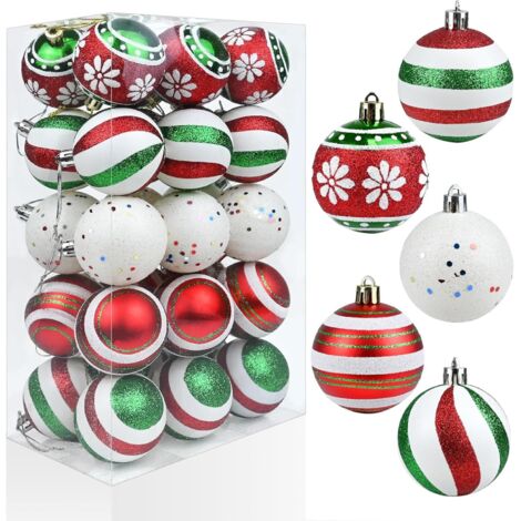 30ct Christmas Balls Ornaments - 2.36’’ Red Green White Christmas Ball Ornaments, Shatterproof Christmas Balls Ornaments for Christmas Tree, Hanging Ornaments for Xmas Trees Holiday Party (1/5)