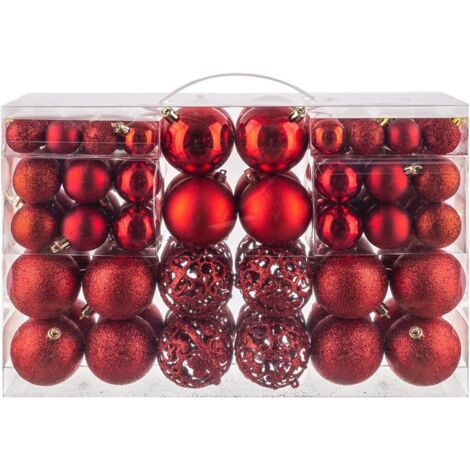 100pcs Christmas Ball Ornaments, Shatterproof Christmas Ornaments Set with Hand-held Gift Package for Xmas Tree (Red) (1/5)