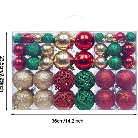 100pcs Christmas Ball Ornaments, Shatterproof Christmas Ornaments Set with Hand-held Gift Package for Xmas Tree Red Green and Gold (1/5)