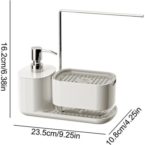 Bathroom Organizer Rack - Sponge Storage Holder For Soap And Shower Gel  Premium ABS Polystyrene Stainless Steel With Adjustable Compartments, For Sink, Counter, Shower Shelf