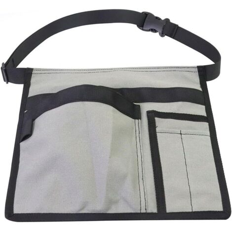 Tool Belt Pouch, 12OZ Multifunctional Canvas Waist Apron Tool Pocket Bags with Adjustable Belt Clip for Workshop Storage/Wood Working Tools/Screwdriver Pouch/Garden - Grey (1/5)