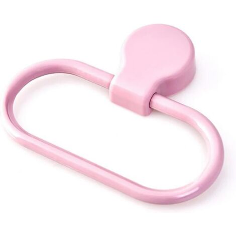 1pcs Wall Mounted Towel Rack Bathroom Hanging Washcloth Storage Ring Punch Free Household Holder Bracket Accessories(Pink) (1/5)