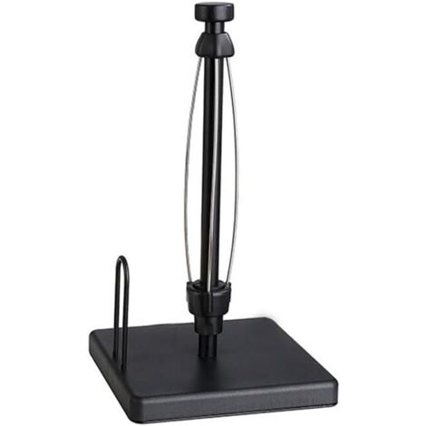 Kitchen Essentials Modern Paper Towel Holder, Black Metal Vertical Stand, 11.26-Inch Height, Weighted Base, Countertop Roll Dispenser for Kitchen and Bathroom (Square Damping Tissue Holder Black) (1/5)