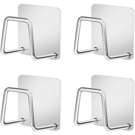 Stainless Steel Sponge Holder for Kitchen Sink - Rustproof, Waterproof, Adhesive Mount, Quick Drying, Suitable for Sink Accessories (4 Pack) (1/5)