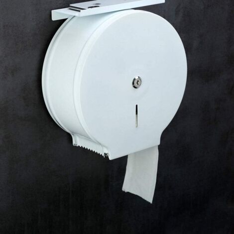 Commercial Jumbo Toilet Paper Dispenser with Shelf, Wall Mount Stainless Steel Roll Holder, White Tissue Dispensers (1/4)