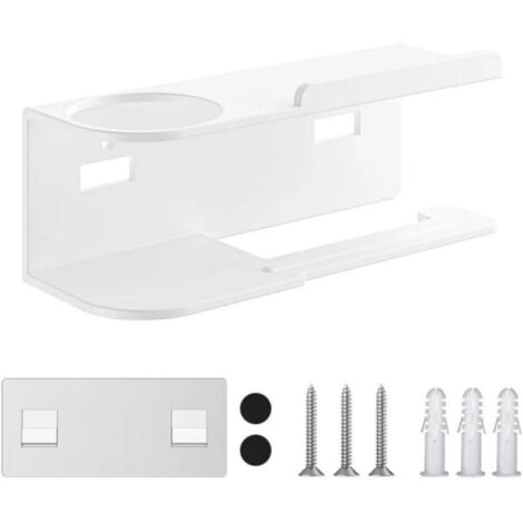 Mounted Metal Toilet Holder with Shelf Self or Screw Installation Black Gray White 23x9x8cm Bathroom Tissue Rack Secure End Design Prevents Roll Slipping(White) (1/4)
