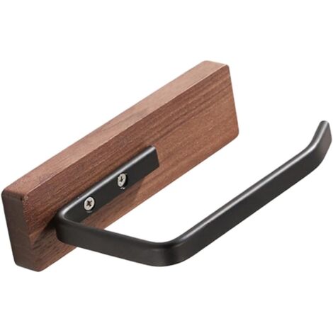 Walnut Wood Tissue Holder Towel Holder Multiuse Save Space Wooden Toilet Paper Holder Toilet Paper Roll Rack Garage Kitchen, Black (1/5)
