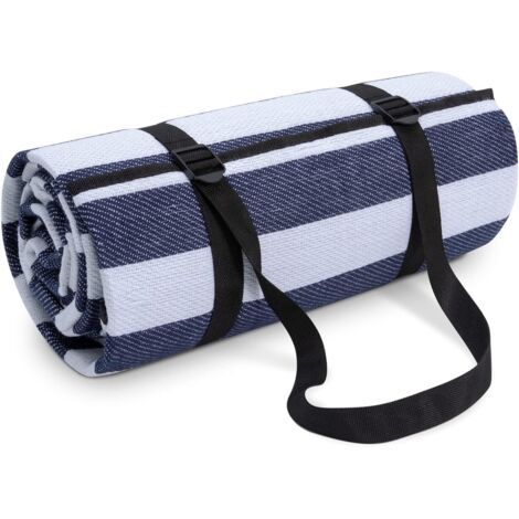Home Picnic Blanket Camping Blanket Beach Waterproof With Carrying Handle Light Compact Portable Insulated, Colour:Blue-white, Size:200x200cm (1/5)