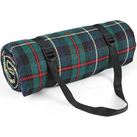 Water/Sand/Dirt-resistant Picnic Blanket with Shoulder Strap, Outdoor-Ready Dark Green Square, 200x200cm (1/4)