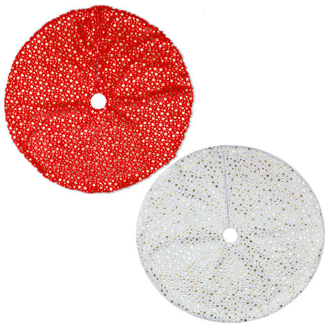 Plush Christmas Tree Skirt, Christmas Tree Skirt Snow Cover Christmas Tree Tree Skirt Christmas Tree Skirt for GrooFoo Holiday Christmas Decorations (90cm, Red)