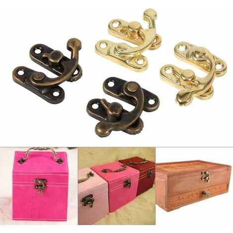 NORCKS 50 Sets Antique Right Latch Hook, Bronze Tone Hasp Horn Lock, Small  Latches for Wooden
