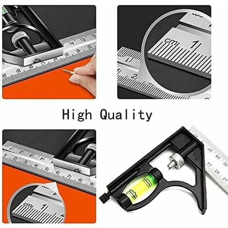300mm Combination Square Rule & Spirit Level Metric & Imperial Edge Me - LoopsDi