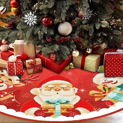 Red Christmas Tree Skirt with DIY Diamond Painting Christmas Tree Mat Diamond Painting Christmas Tree Foot Cover Christmas Tree Skirt Christmas Tree Foot Cover GrooFoo (C)