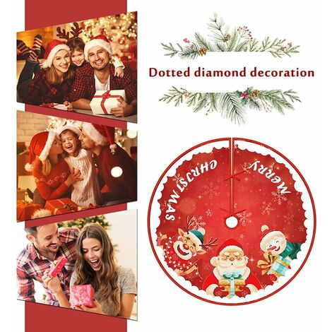Red Christmas Tree Skirt with DIY Diamond Painting Christmas Tree Mat Diamond Painting Christmas Tree Foot Cover Christmas Tree Skirt Christmas Tree Foot Cover GrooFoo (C)