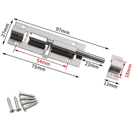 4 PCS Bolt,Targette Door, Non-Deformable Bolt Lock, Sliding Barrel Bolt, Stainless Steel With Professional Screws Comes with 24 screws for all types of internal doors (3 Inches) GROOFOO