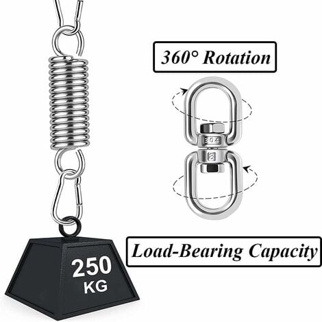 Spring Hanging Chair, Swing Steel Spring With 2 Carabiners And 360 Swivel  Hook, Heavy Duty Hanging Spring Kit Up To 250kg For Hammock Hanging Chair