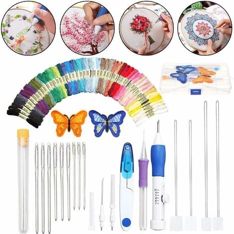 DIY Punch Needle Magic Embroidery Pen Set Stitching Thread Tool