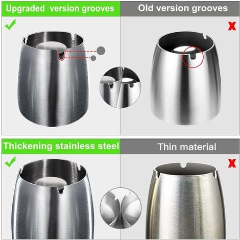 Ashtray Outdoor Ashtray Outdoor Shatterproof Metal, Beautiful Windproof  Stainless Steel Ashtrays with Smell Proof Lid for