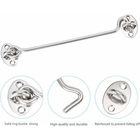 NORCKS 2 Piece Cabin Hook Eye Door Latch Stainless Steel 8 Inch with  Mounting Screws for
