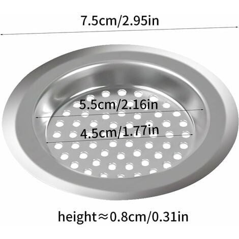 Bathroom Sink Drain Strainer Stainless Steel, 2 Pack Floor Drain Filter  Mesh Basket Filter Hair Trap Anti-Clog Slag Strainer - Large Wide Rim 2.16