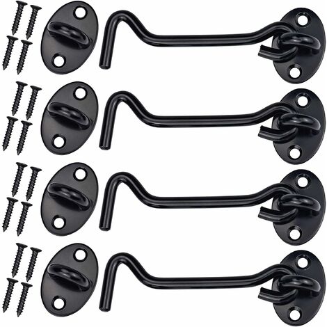 Stainless Steel Cabin Hooks, 4 Pcs Storm Hooks with Eyelet Helter