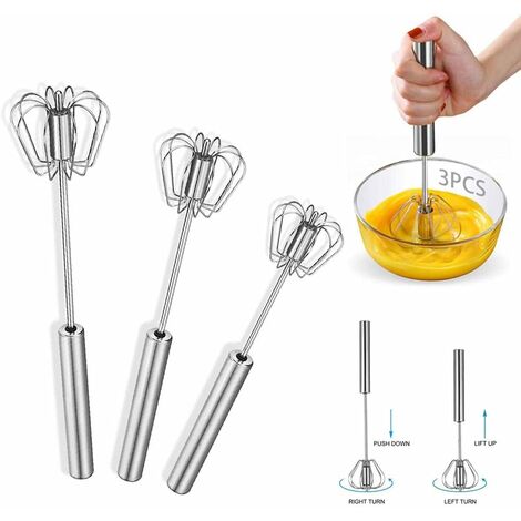 10 Inch Semi-automatic Mixer Egg Beater Manual Self Turning Stainless Steel  Whisk Hand Blender Cream Stirring Kitchen Tools