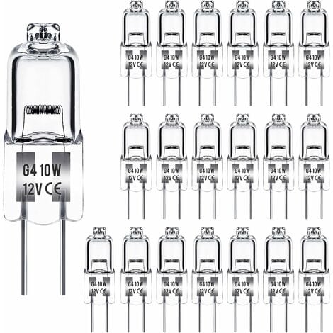 12V 10W G4 Halogen Light Bulb, G4 Light Bulb, Dimmable G4 Halogen Bulb, 2800K  Warm White, No Flickering, G4 BI-pin Base Clear Capsule for Crystal  Chandeliers, 20 Pieces GROOFOO