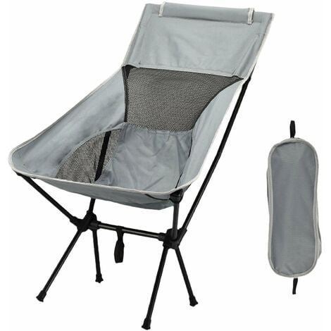 GROOFOO Camping Chair Oxford Cloth Portable Chair Heavy Duty Folding Chair  Seat for Fishing Camping Festival Picnic BBQ Picnic Outdoor Gray