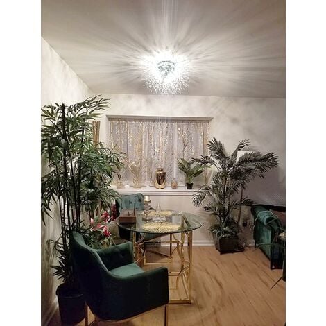 GROOFOO Plafonnier moderne en cristal pour salon,feux d'artifice chromés K9 cristaux,plafonnier,6 G9,lustre pour chambre à coucher,salle à manger,couloir