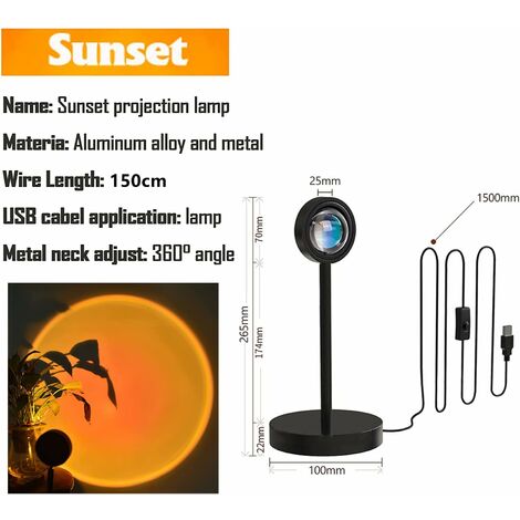 Led sunset projection deals lamp