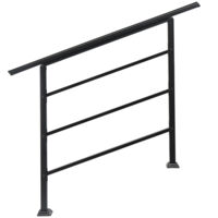 GROOFOO Rust-Resistant Black Wrought Iron Outdoor Handrail – Fits 1 to 4 Steps, Transitional Style with All-inclusive Easy-Install Kit, Safety Certified for Home and Commercial Use