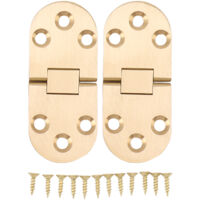 2 Sets Folding Flip Top Hinge Rustproof Round Edge 180 Degree Brass Flap Hinge with Screws for Folding Table Sewing Machine 2.5mm/0.10in