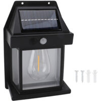 Solar Sensor Motion Wall Lights Waterproof Weather Resistant 3 Speed Adjustable Cordless Solar Wall Lamps Porch Lanterns Black